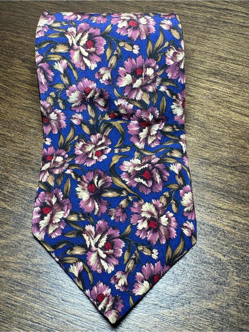 Vintage Christian Dior Monsieur Blue Floral Silk Wide Tie